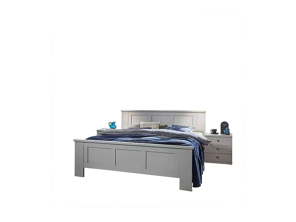 Hellgraues Landhausstil Bett Made in Germany auch in Überlänge bestellbar
