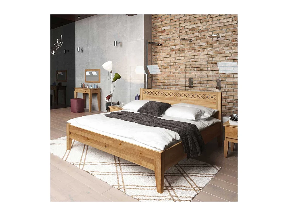 Bett aus Wildeiche Massivholz