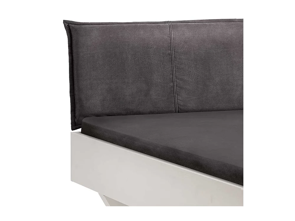 Doppel Bett Bett mit Polsterkopfteil in Weiß und Anthrazit