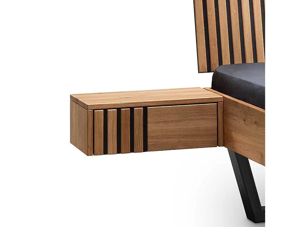 Massivholz Bett Wildeiche geölt im Industry und Loft Stil 45 cm Einstiegshöhe