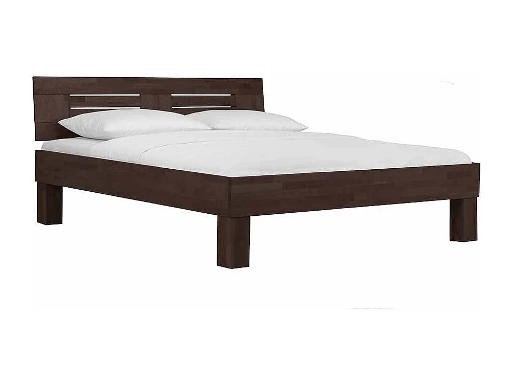 Massivholz Bett in Wengefarben Buche lackiert