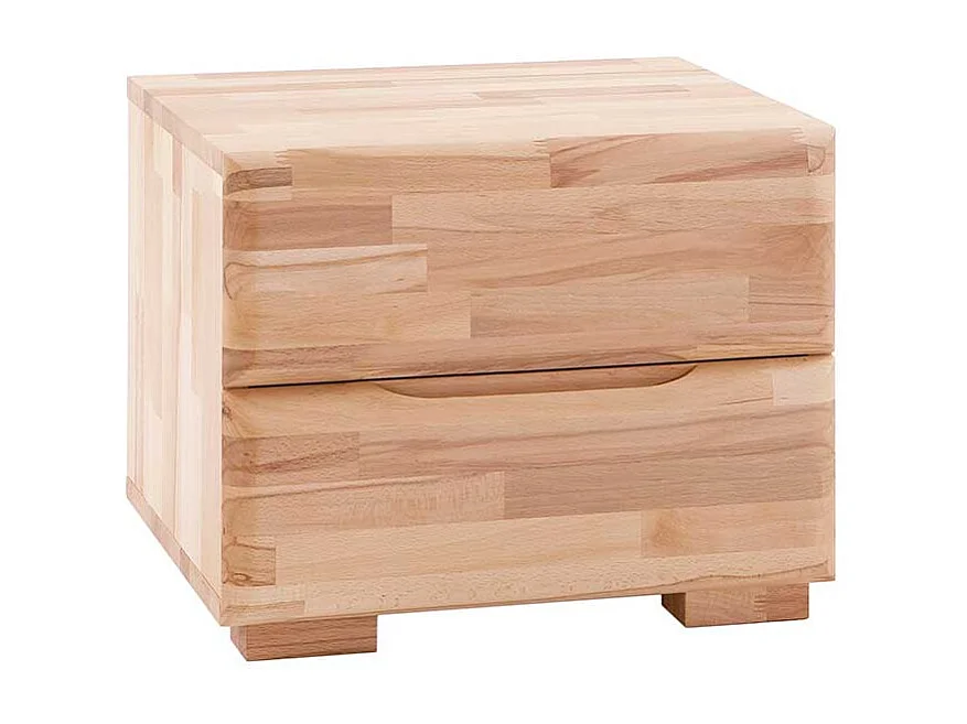 Ehebett mit Nachtkommoden Kernbuche Massivholz (dreiteilig)