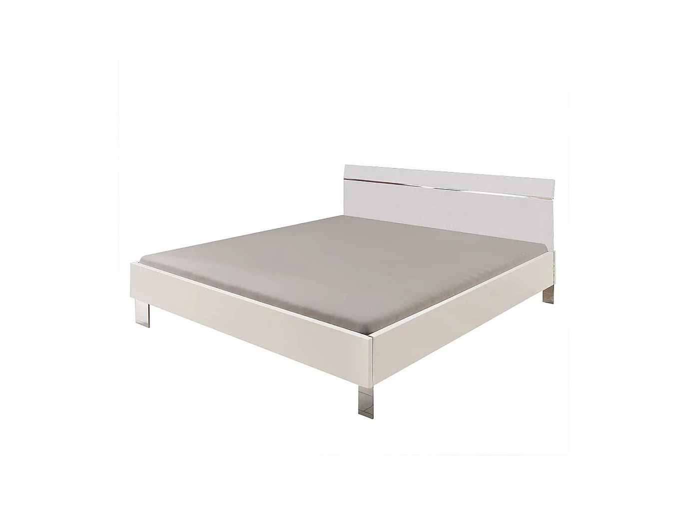 Bett modern in Weiß und Chromfarben Made in Germany