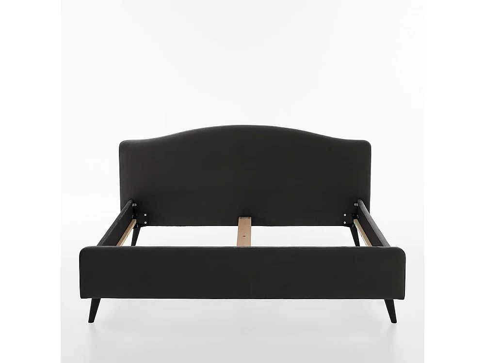 Gepolstertes Bett in Anthrazit Velours Vierfußgestell aus Holz