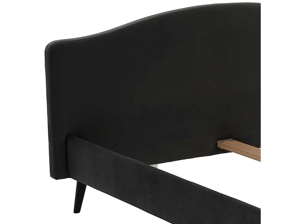 Gepolstertes Bett in Anthrazit Velours Vierfußgestell aus Holz