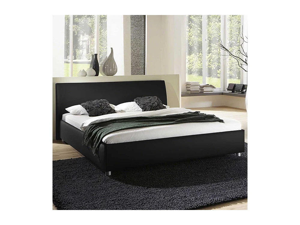 Polsterbett in Schwarz Webstoff modern