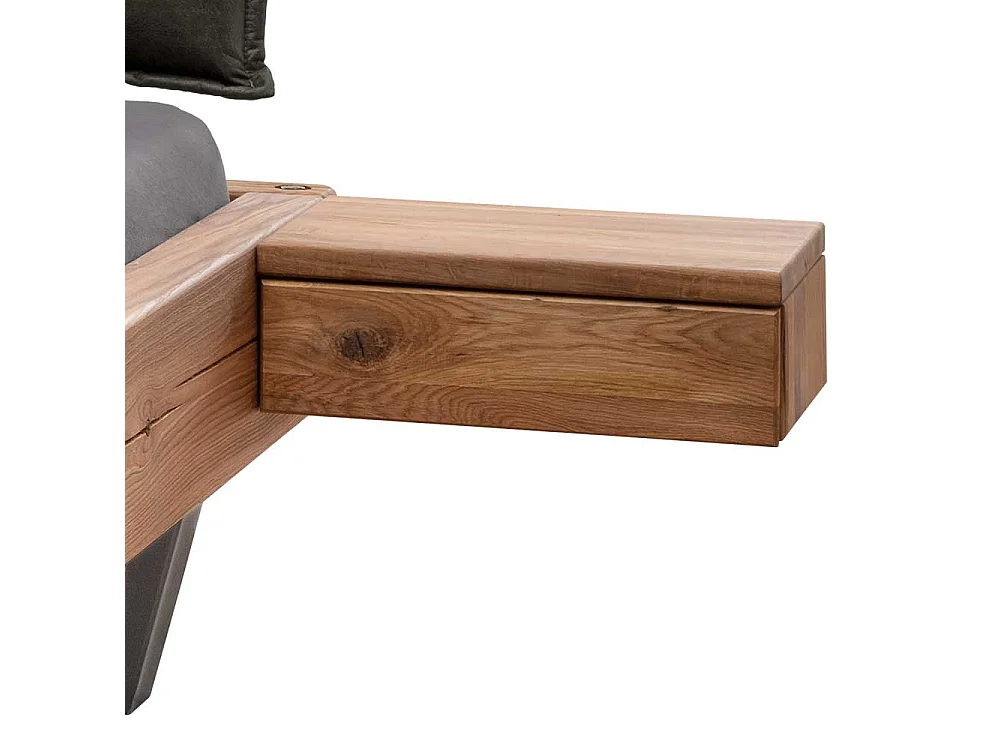 Industriestil Bett Bett aus Wildeiche Massivholz mit Bügelgestell