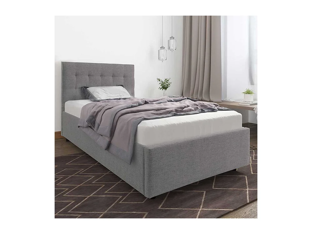 Polsterbett in Grau Webstoff modern