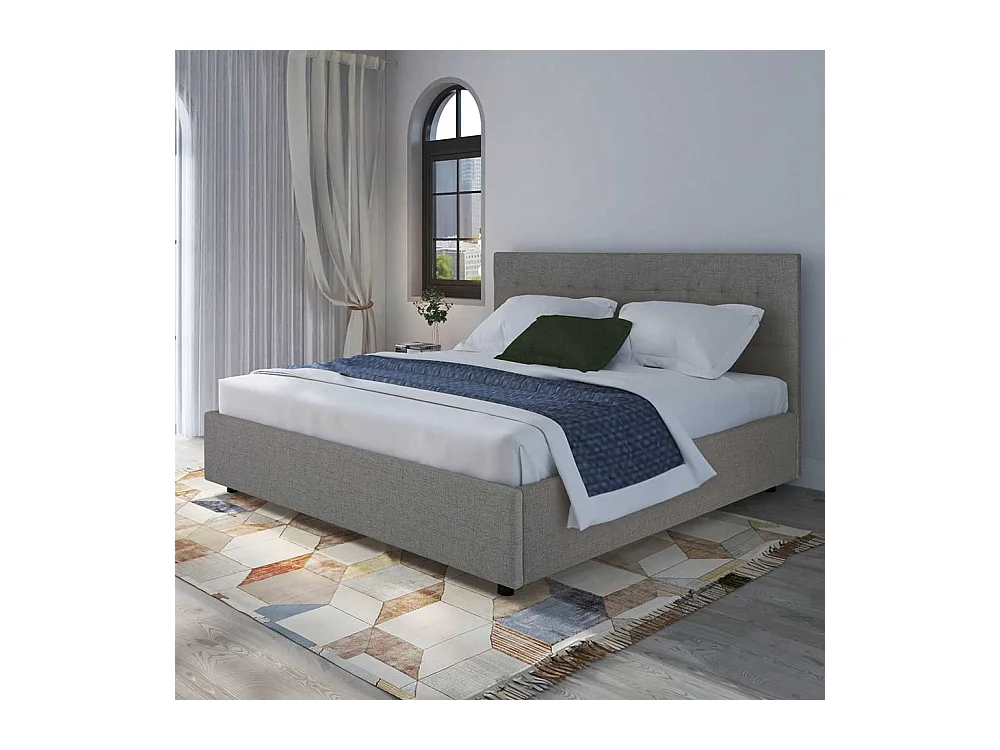 Polsterbett in Grau Webstoff modern