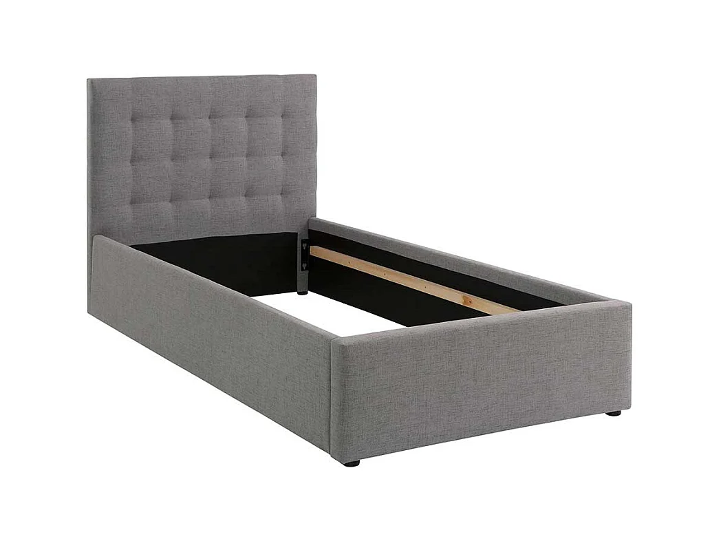 Polsterbett in Grau Webstoff modern