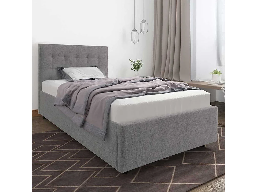 Polsterbett in Grau Webstoff modern