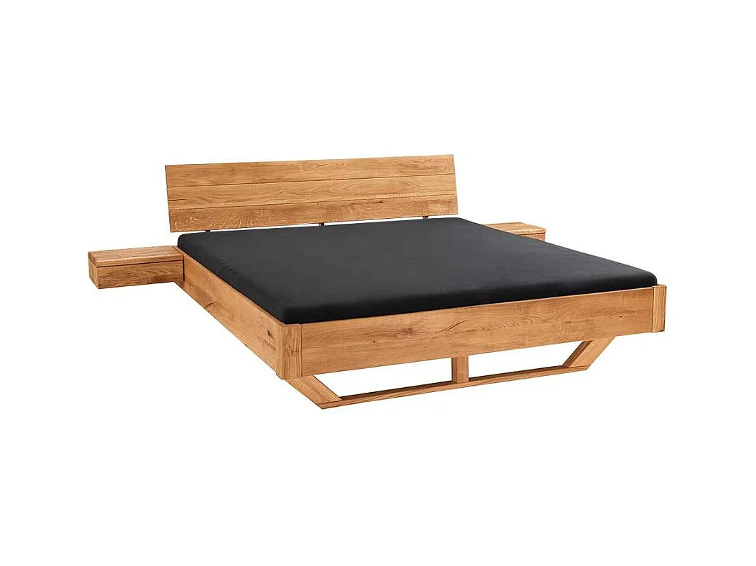 Wildeiche Massivholz Bett 43 cm Einstiegshöhe Holz Kufen