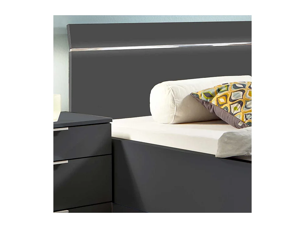 Bett in Dunkelgrau und Chromfarben Vierfußgestell aus Metall