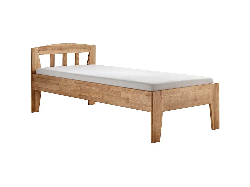 Einzelbett Massivholzbett in Wildeichefarben im Landhausstil