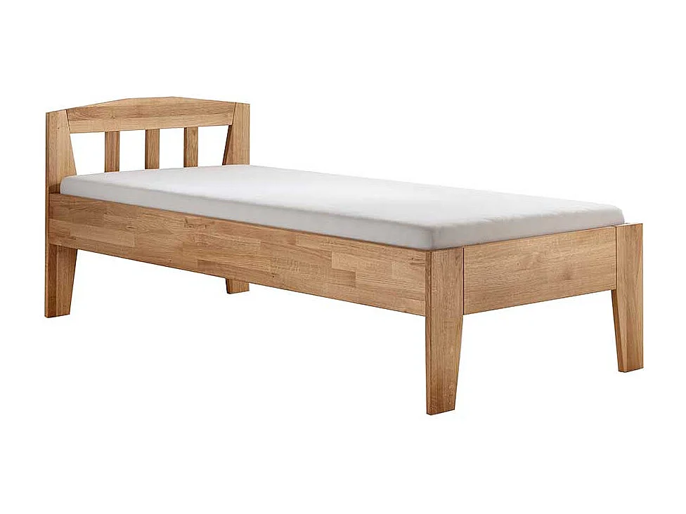 Einzelbett Massivholzbett in Wildeichefarben im Landhausstil