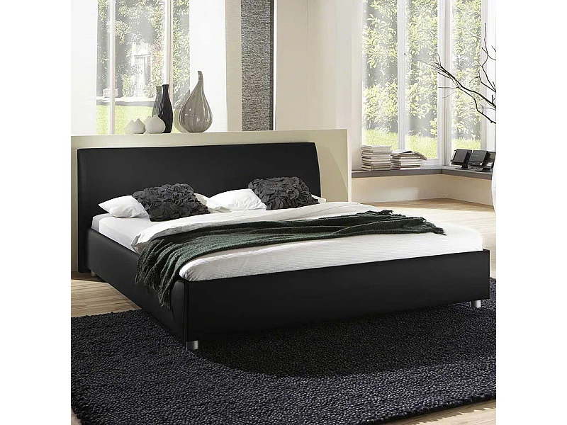 Polsterbett in Schwarz Webstoff modern