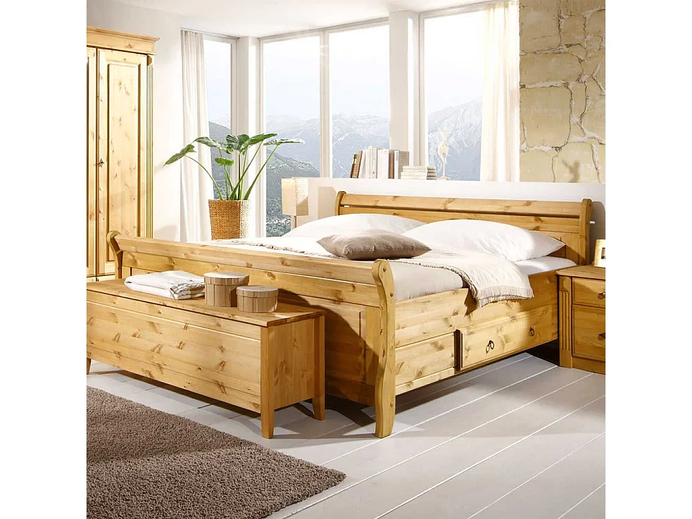 Doppelbett aus Kiefer Massivholz Landhaus