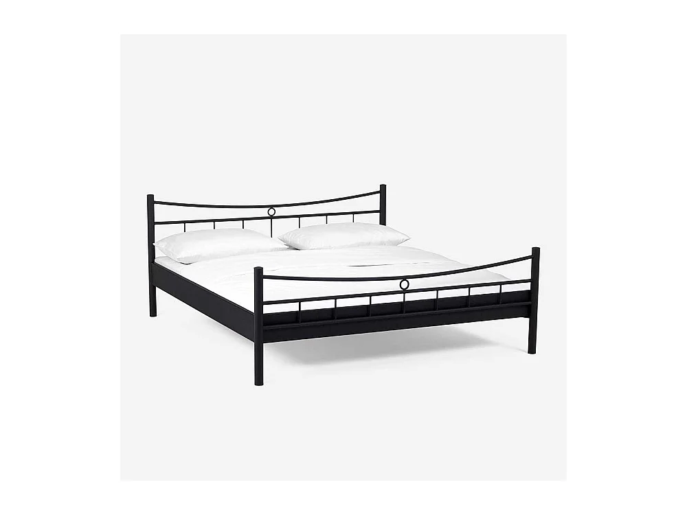 Jugendbett in Schwarz Eisen mit Nachttisch (zweiteilig)