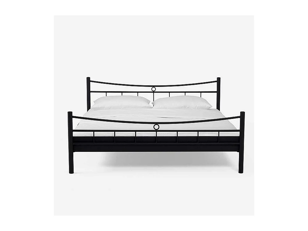 Jugendbett in Schwarz Eisen mit Nachttisch (zweiteilig)