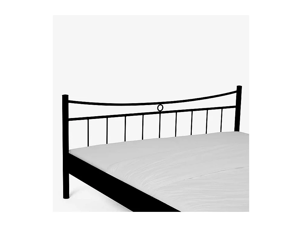 Jugendbett in Schwarz Eisen mit Nachttisch (zweiteilig)