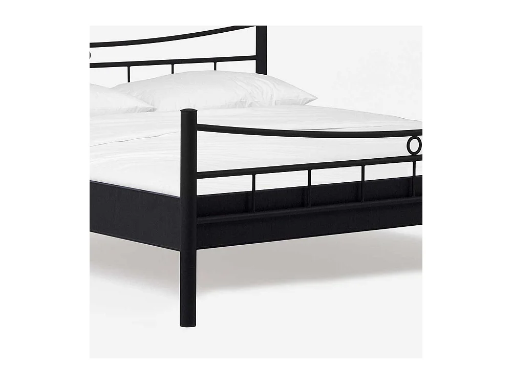 Jugendbett in Schwarz Eisen mit Nachttisch (zweiteilig)