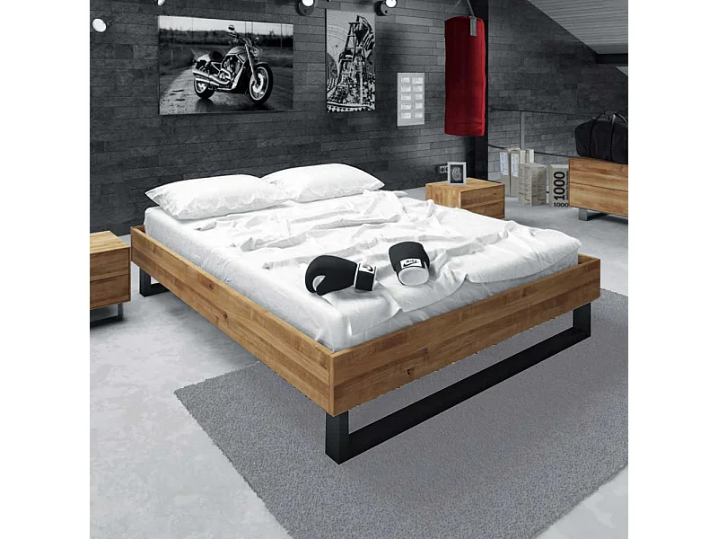 Massivholzbett ohne Kopfteil Wildeiche geölt