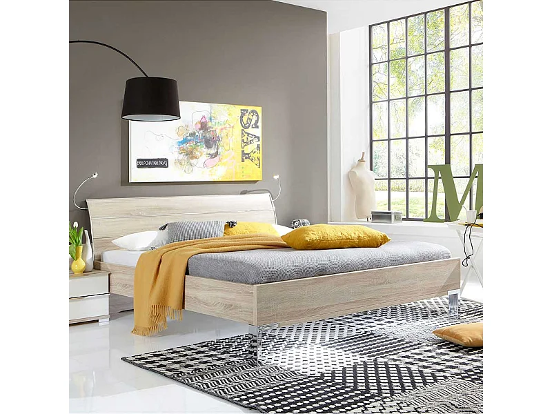 Schlafzimmer Bett in Eiche Sägerau Made in Germany