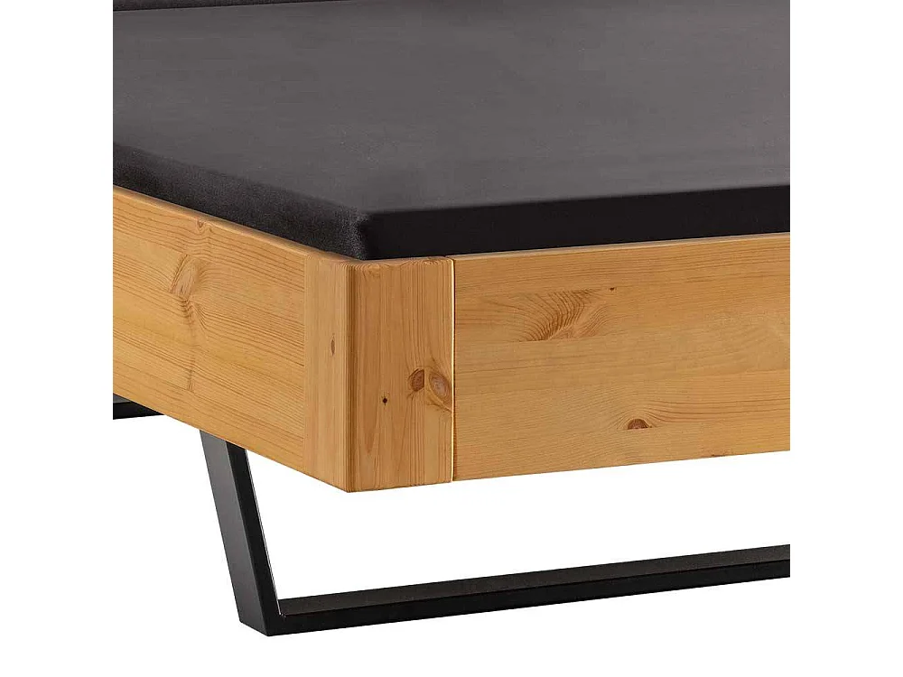 Doppel Bett Bett mit Kufen Kiefer Laugenfarben und Anthrazit