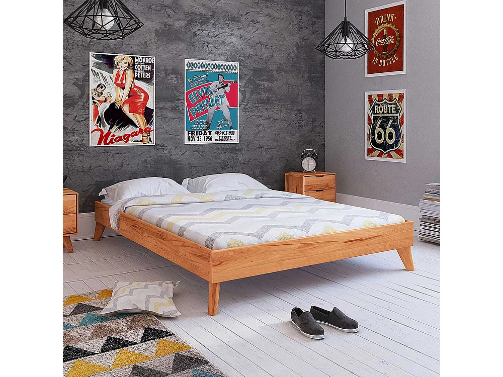 Massivholzbettgestell aus Kernbuche geölt Kopfteil