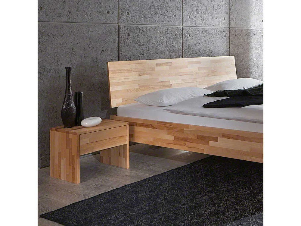 Bett aus Kernbuche massiv natur geölt (dreiteilig)