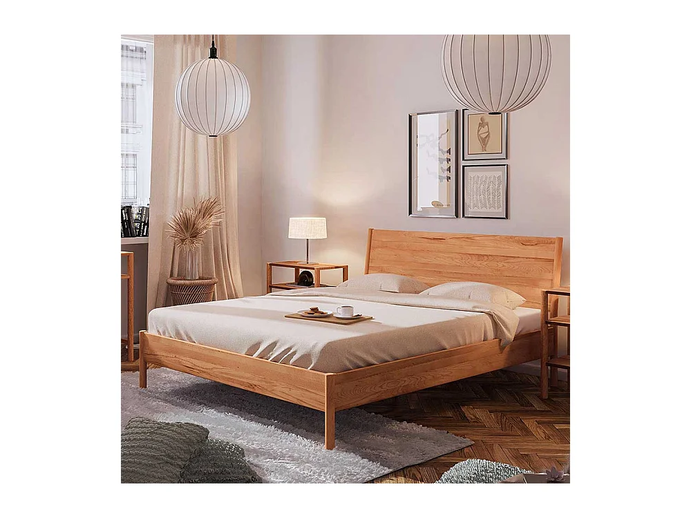 Bett Wildeiche geölt aus Massivholz wahlweise mit Nachtkonsolen