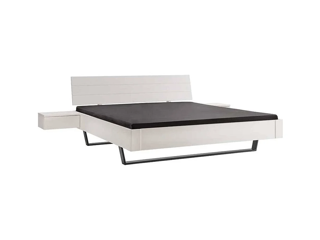 Holzbett Doppelbett modern in Weiß aus Kiefer Massivholz