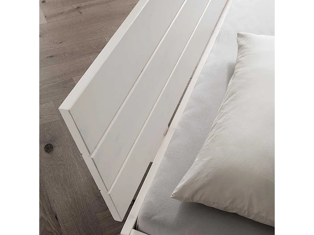 Holzbett Doppelbett modern in Weiß aus Kiefer Massivholz