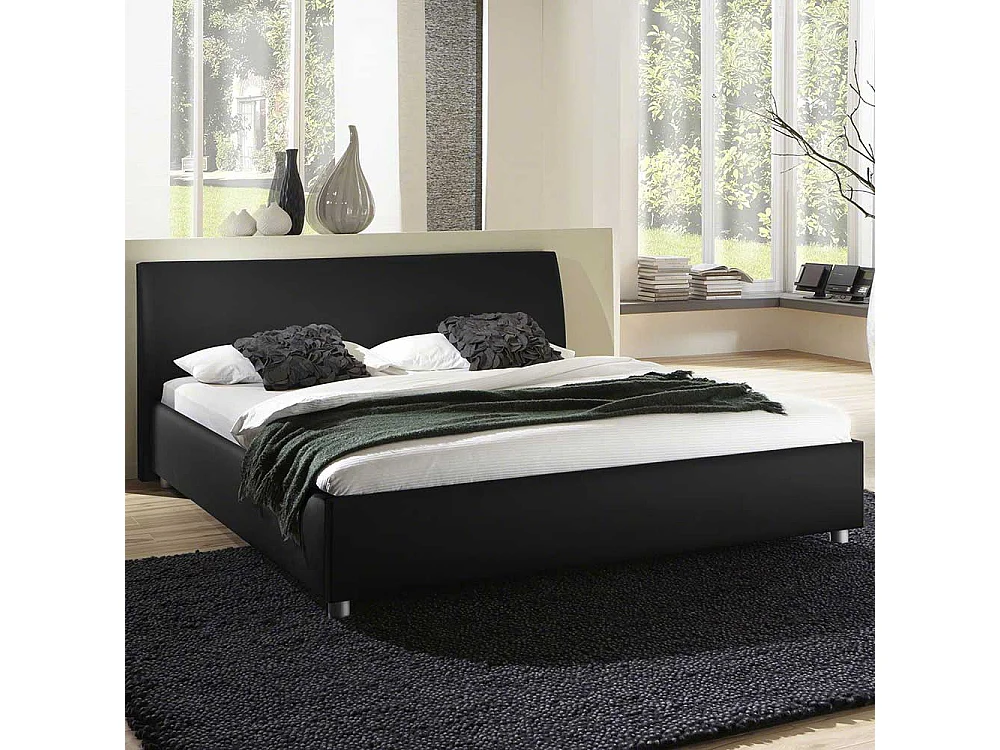 Polsterbett in Schwarz Webstoff modern