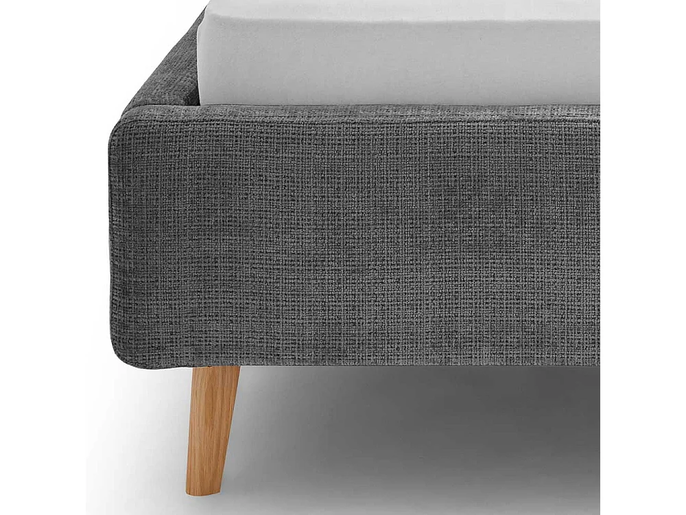 Polsterbettgestell Anthrazit aus Boucle Stoff Vierfußgestell aus Holz