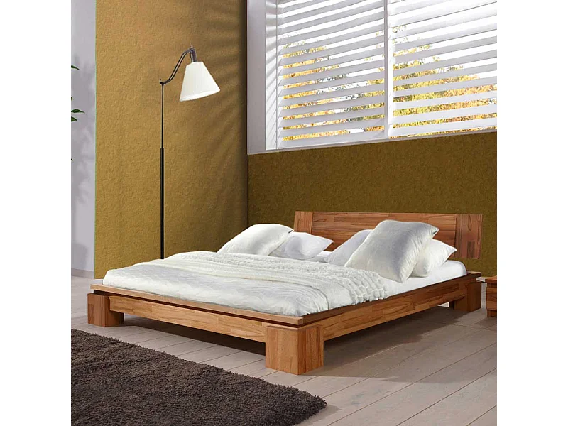 Futonbett aus Kernbuche Massivholz mit Kopfteil