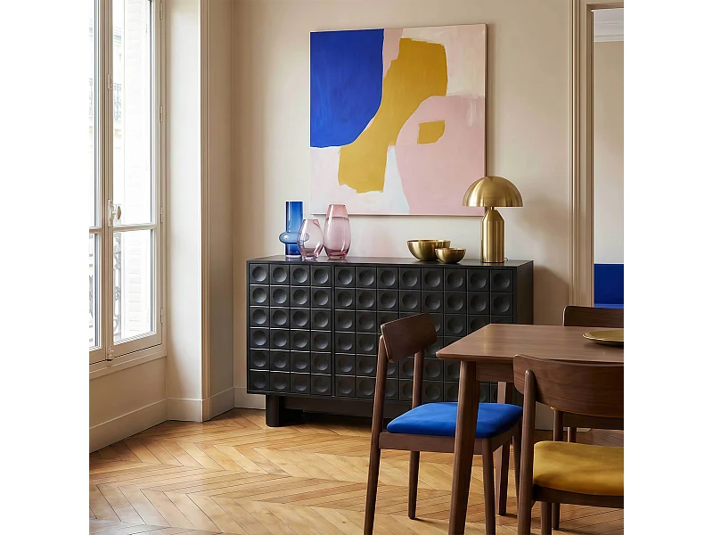 Modern rechthoekig 3-deurs dressoir L124 cm zwart