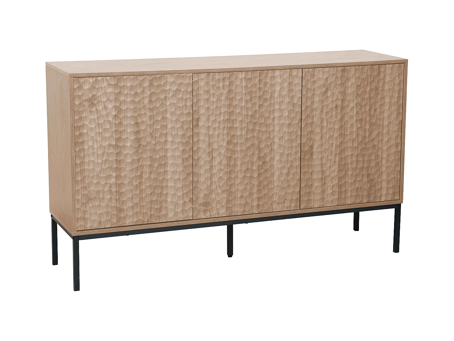 Buffet 3 portes moderne rectangulaire L147 cm bois clair