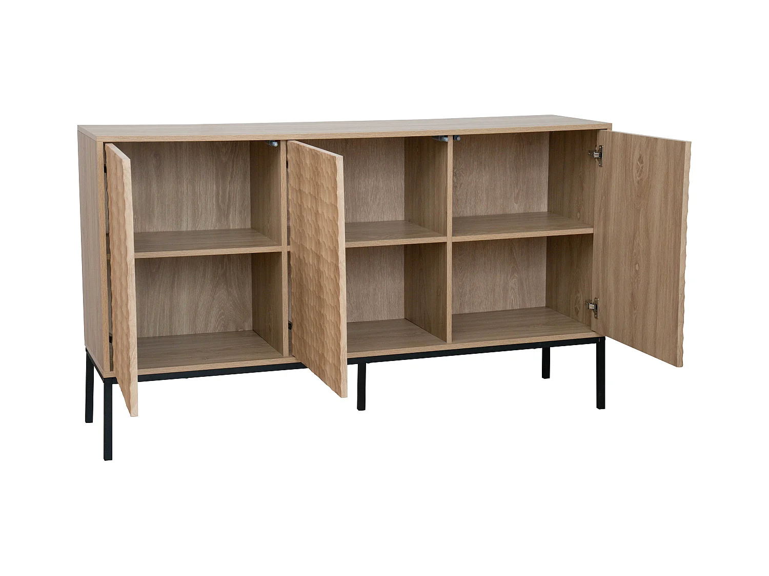 Buffet 3 portes moderne rectangulaire L147 cm bois clair