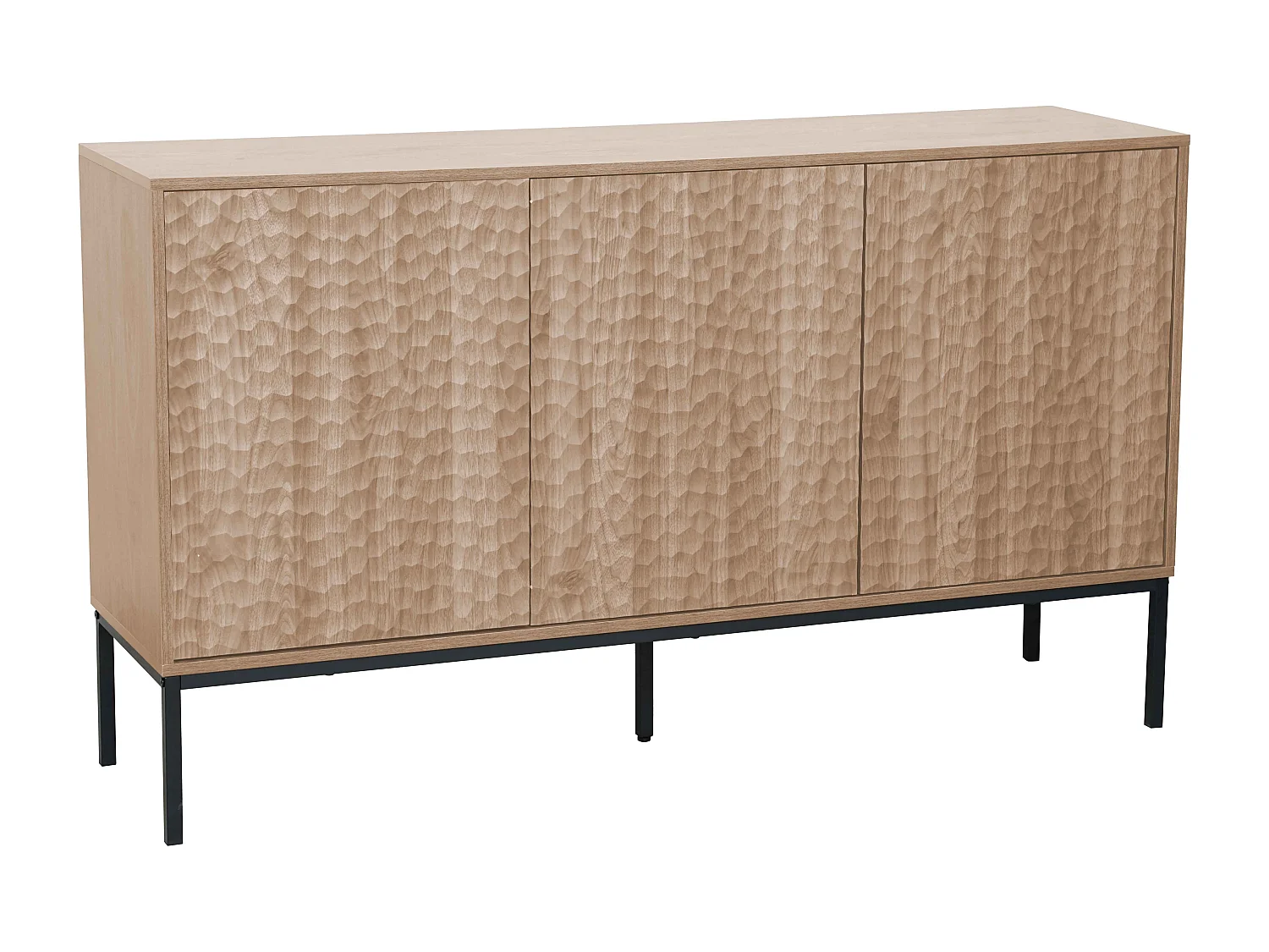 Buffet 3 portes moderne rectangulaire L147 cm bois clair