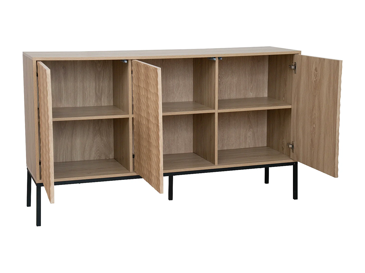 Buffet 3 portes moderne rectangulaire L147 cm bois clair