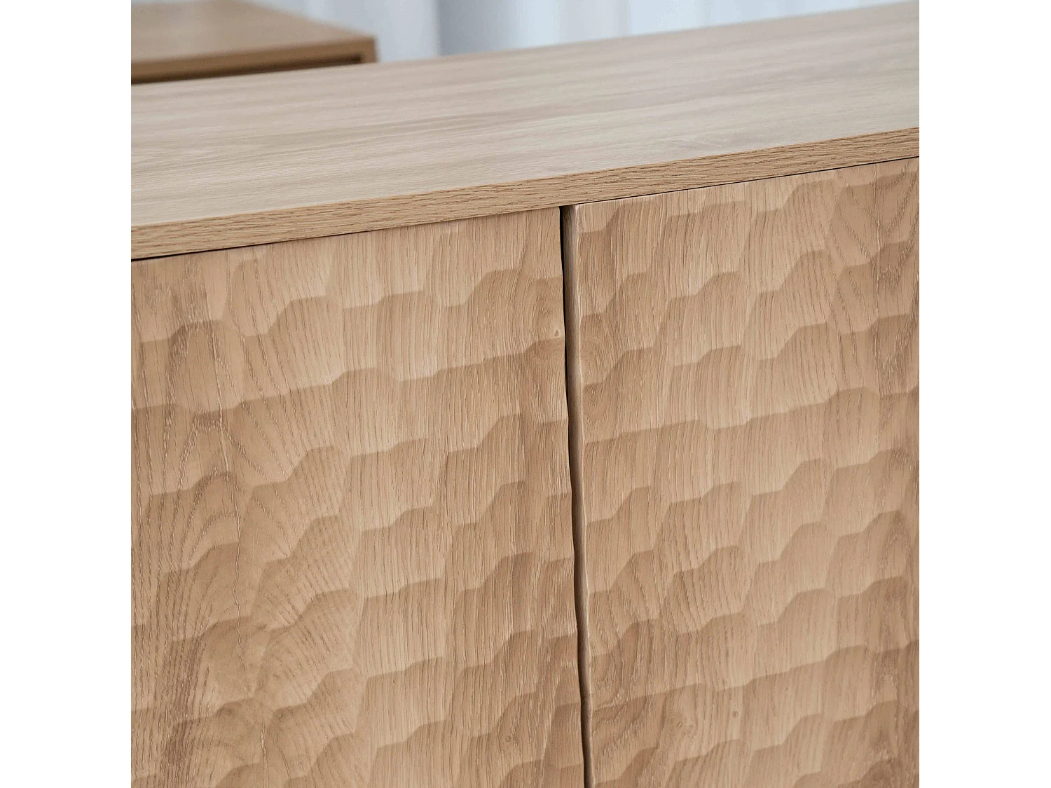 Buffet 3 portes moderne rectangulaire L147 cm bois clair