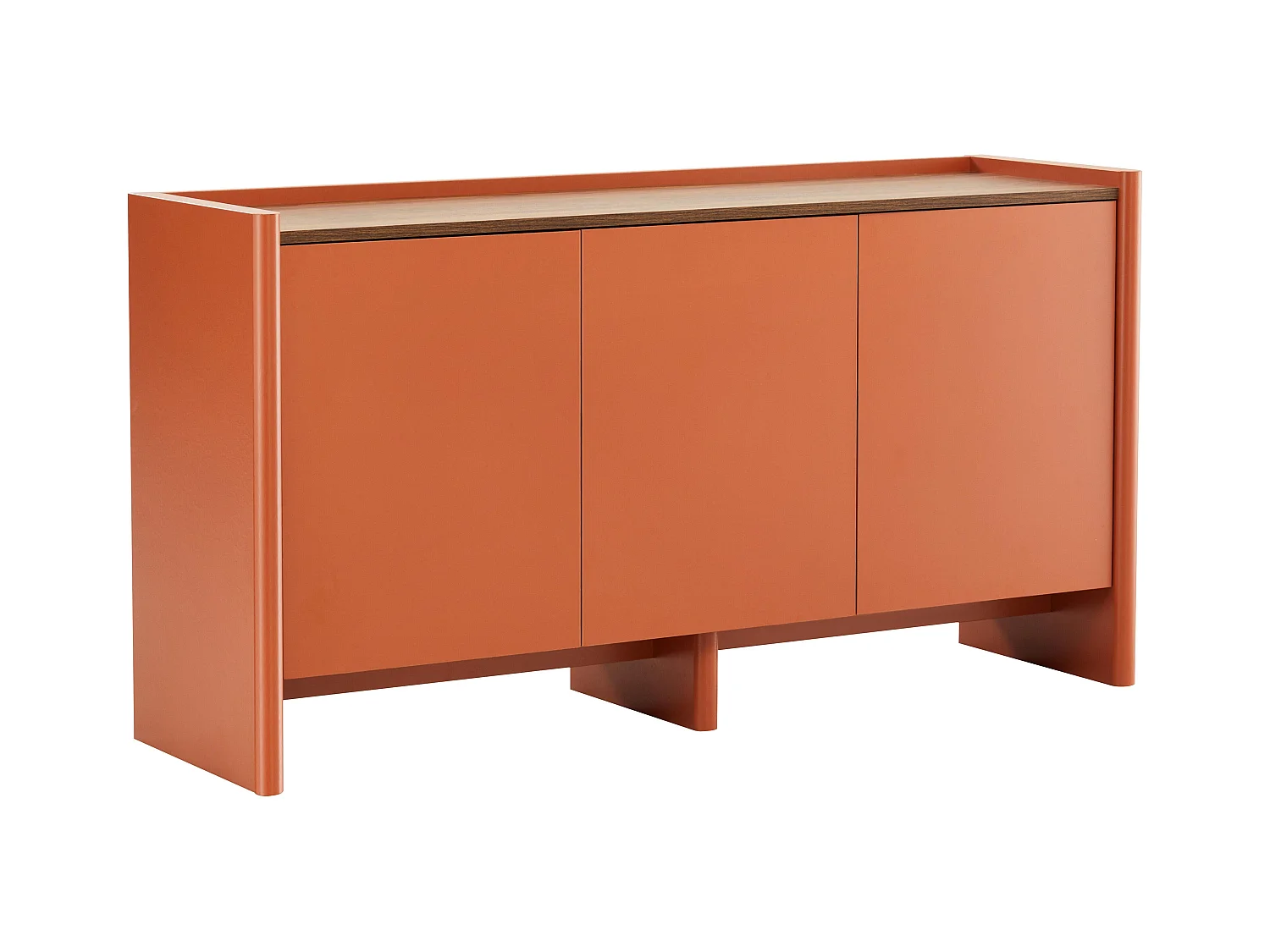 Buffet 3 portes moderne rectangulaire L140 cm brique