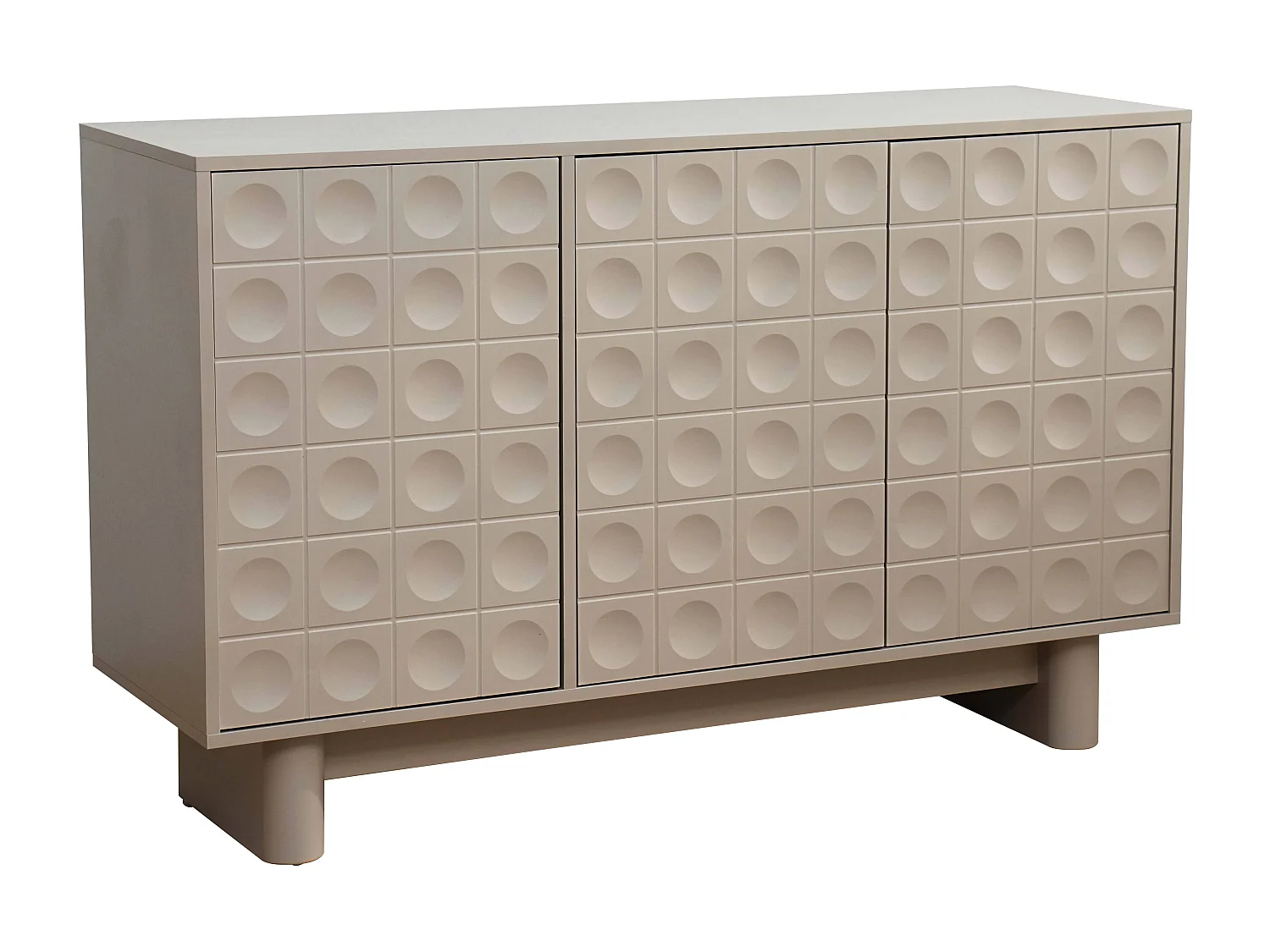 Buffet 3 portes moderne rectangulaire L124 cm beige