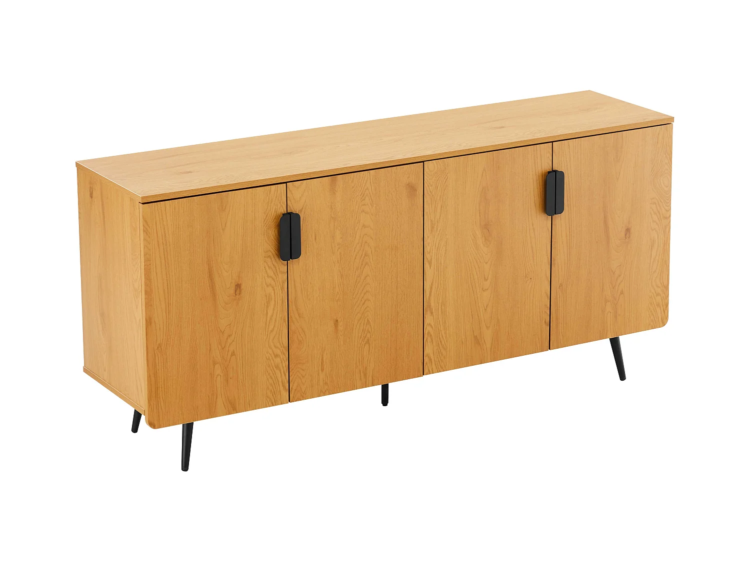 Buffet moderne 4 portes 160 cm bois clair