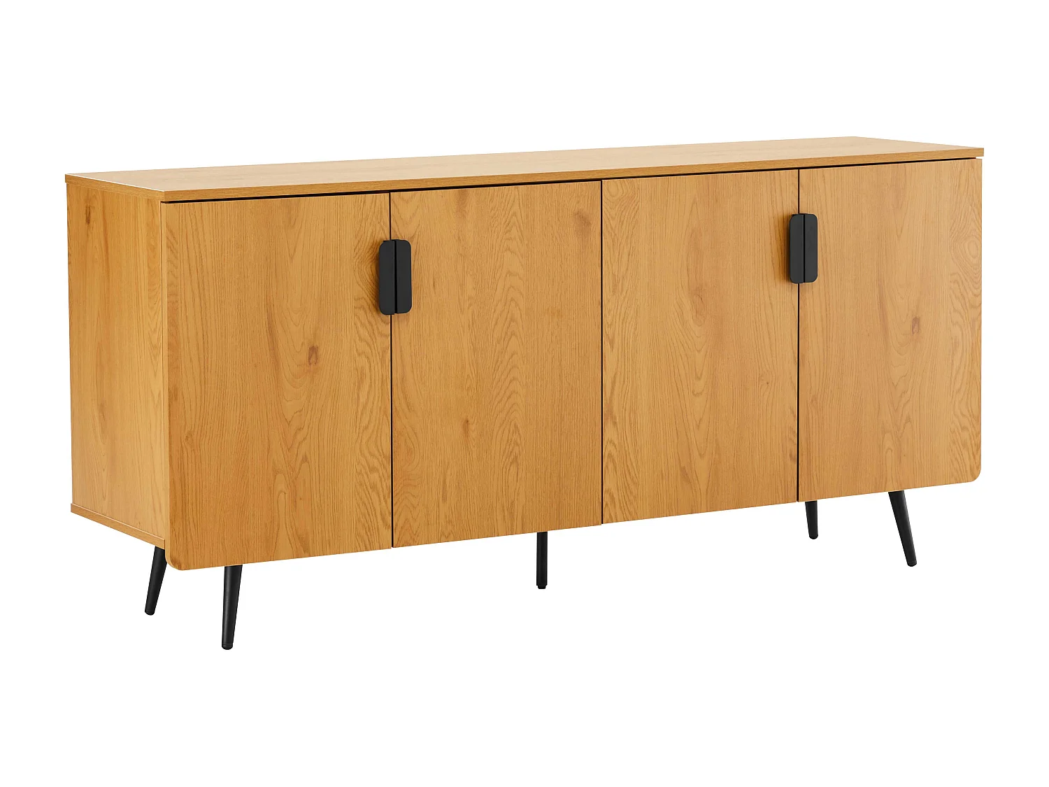 Buffet moderne 4 portes 160 cm bois clair