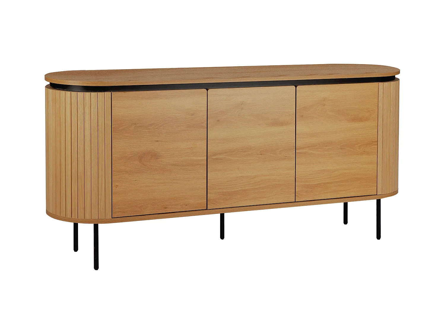 Buffet 2 portes moderne rectangulaire L160 cm bois clair