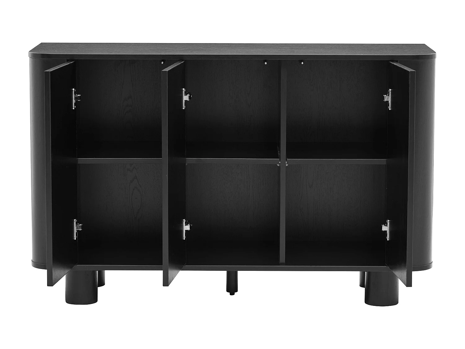 Moderne rechthoekige buffetkast met 3 deuren L120 cm zwart hout