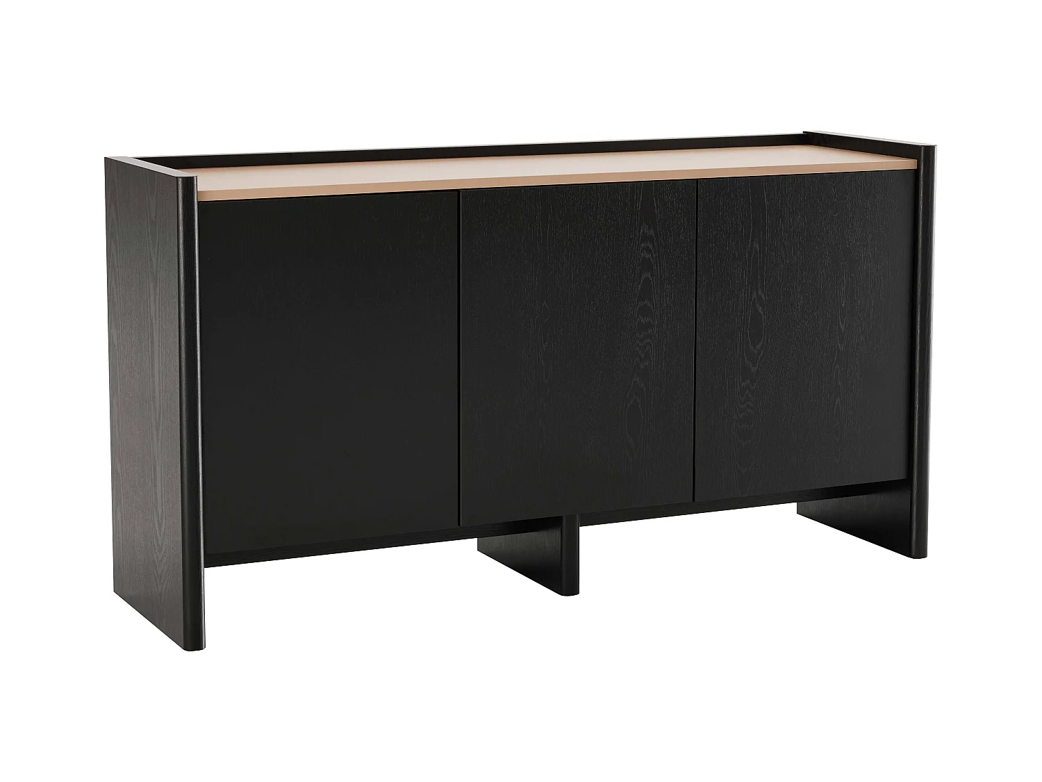 Buffet 3 portes moderne rectangulaire L140 cm bois noir