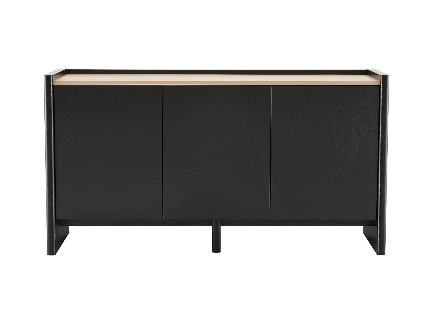 Buffet 3 portes moderne rectangulaire L140 cm bois noir